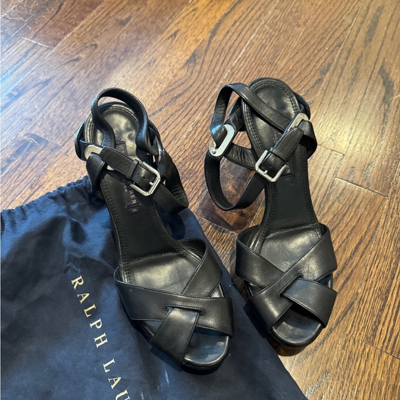 Ralph Lauren Collecton back sandal heels size 7 37 - Picture 1 of 6